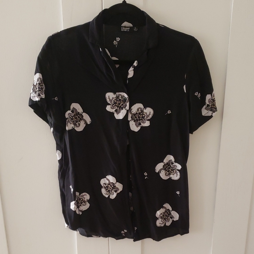Straight To Hell Black Floral Button Down Shirt